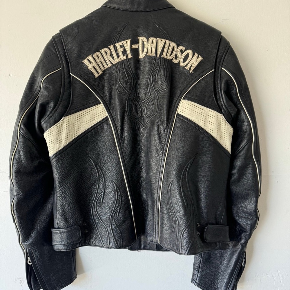 Harley-Davidson Black and Cream Bomber Jacket